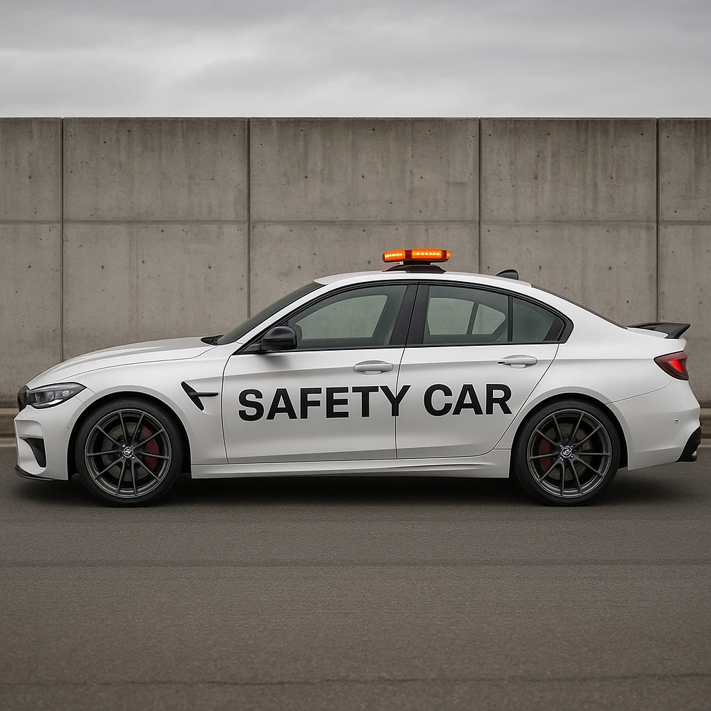 side view of a safety car, realistic details emoji