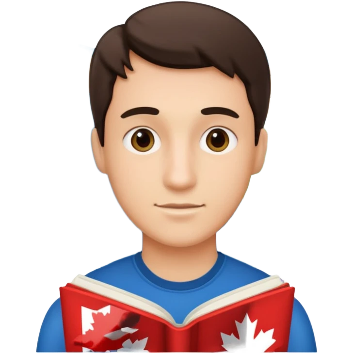 A man studying with a map of Canada in the background emoji