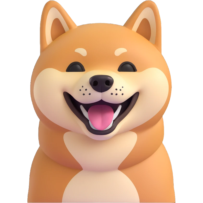 shiba inu, laughing emoji