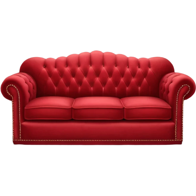 Red sofa in speakeasy with microphone emoji