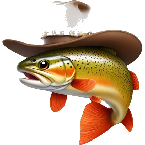 trout wearing a cowboy hat emoji