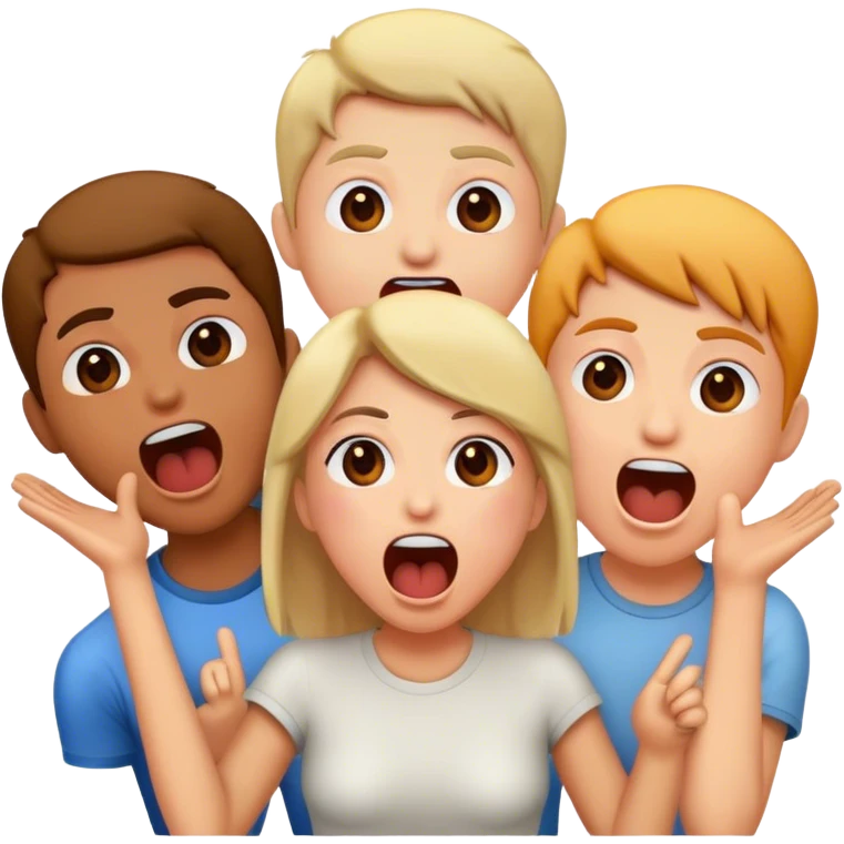 Guy shoutibg at friends emoji