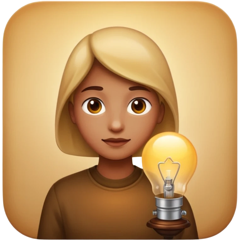 a lamp hanging freely in the room with its light shining down from above on a person, visible light cone, apple emoji style emoji