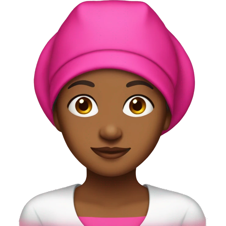 brown girl with a hot pink bonnet emoji