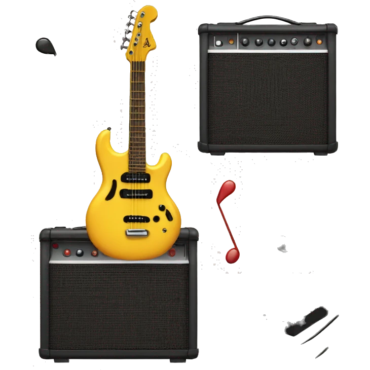  Musical notes in different forms with A small guitar amplifier emoji