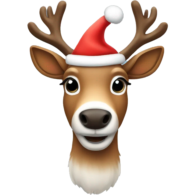 Reindeer with a Santa hat emoji