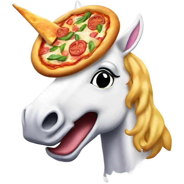 Unicorn eating a pizza emoji