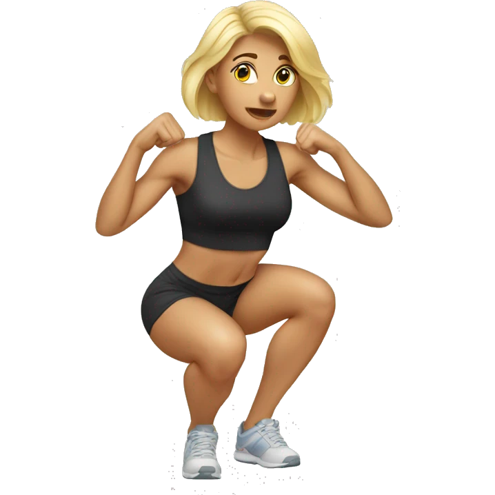  woman doing squats blonde  emoji