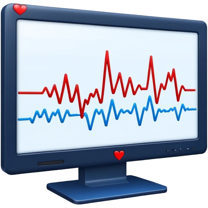 heartbeat line on monitor in blue and red colors emoji