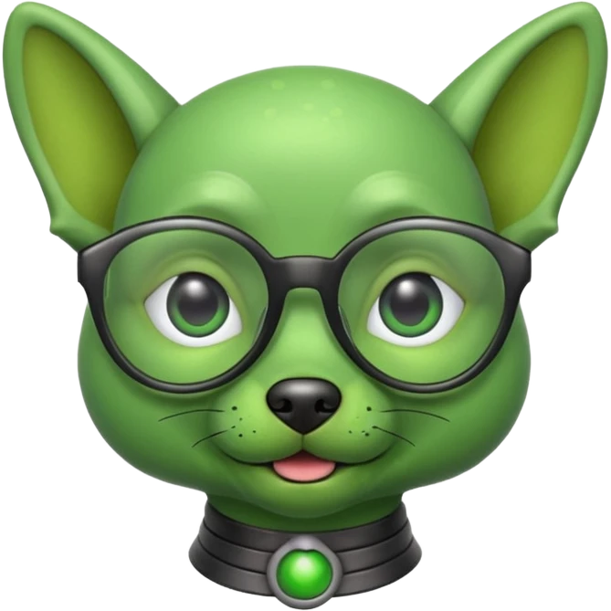 alien dog green, wearing glassess emoji