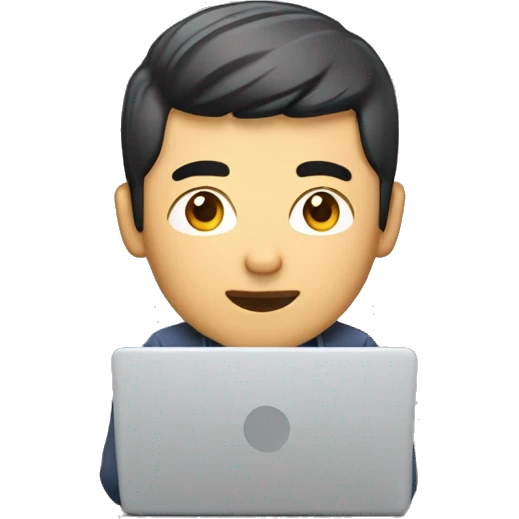 Asian Developer with laptop in front of him emoji