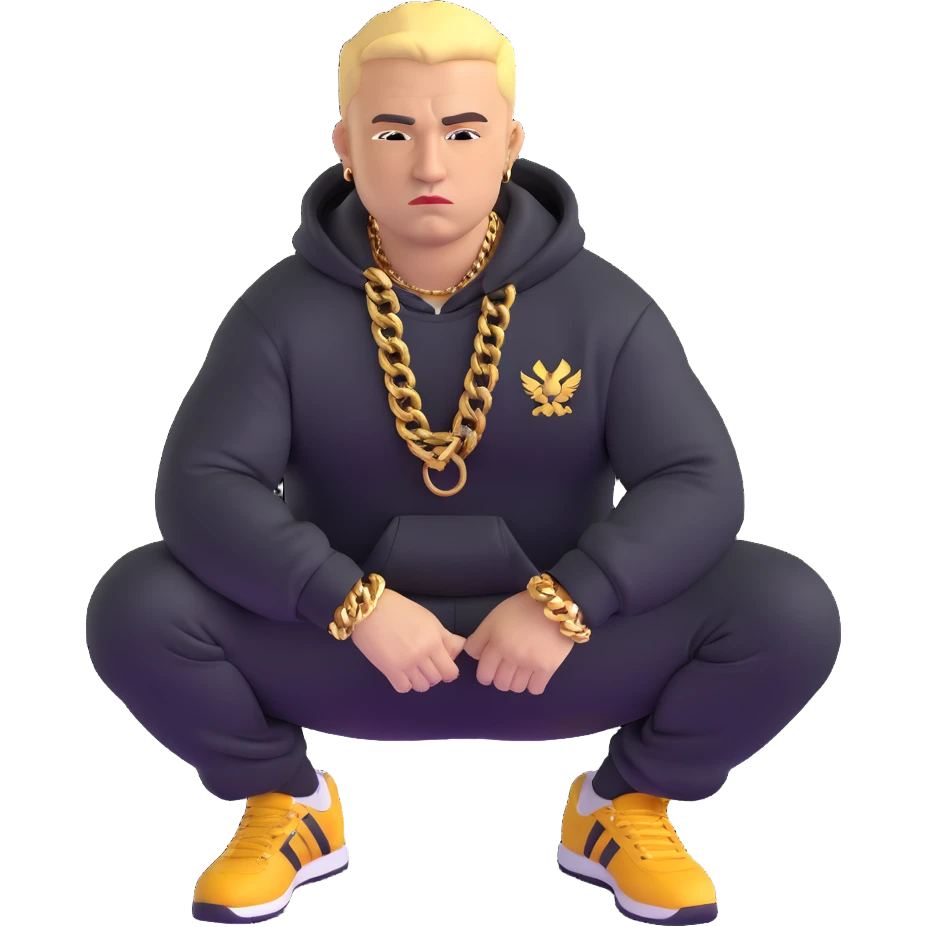 Russian gangster squatting, wearing a tracksuit and gold chain emoji