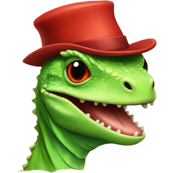 Lizard with red hat emoji
