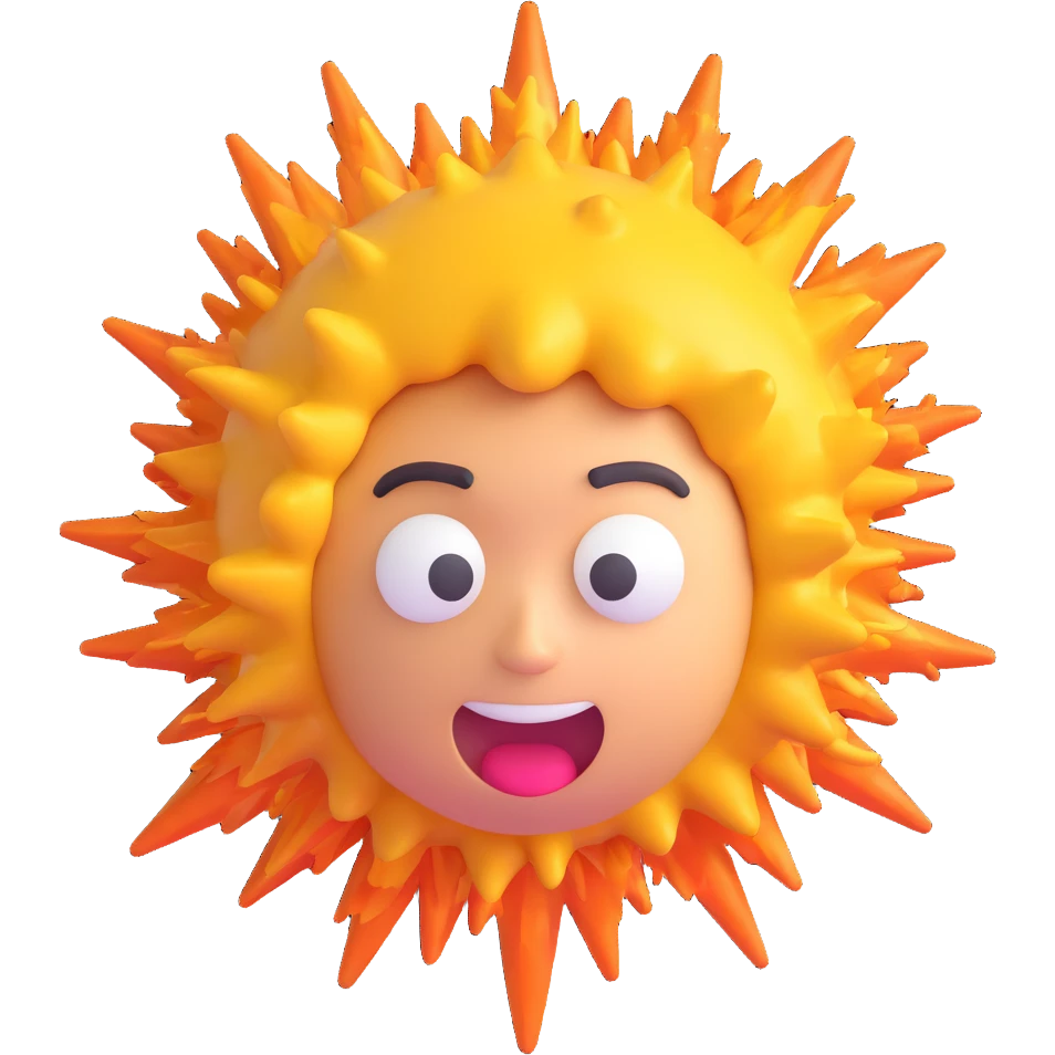 a 3D emoji-style head with a colorful explosion bursting from it emoji