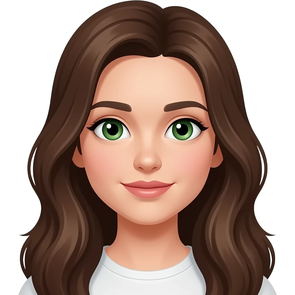 ado brune aux cheveux long et aux yeux verts emoji