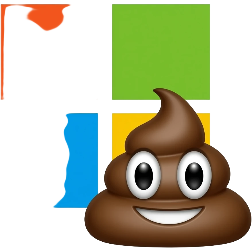 take the microsoft logo and add a poop emoji in front of the microsoft logo, please create this as a png with a transparent background emoji