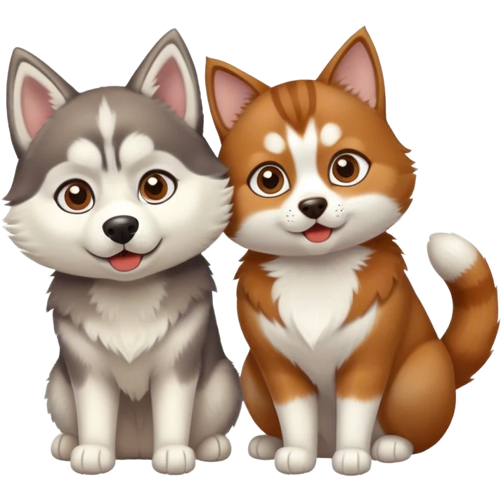 Husky and cat Brown emoji