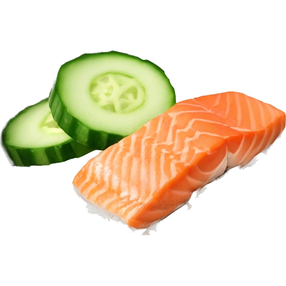 Rice bowl with salmon, cucumber and sesame seeds  emoji