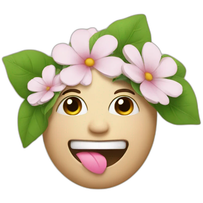 face with flower in mouth emoji