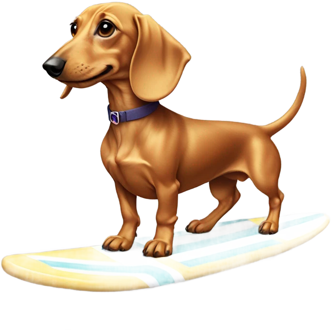 blonde haired weenie dog surfing emoji