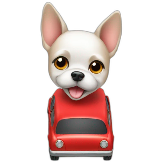 little dog + red car emoji
