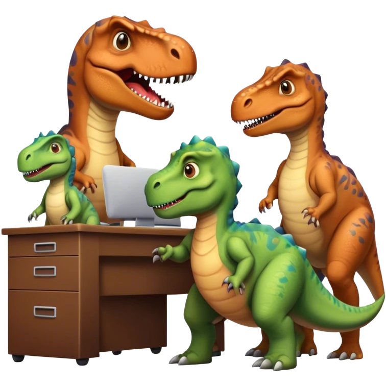 old dinosaurs working in an office emoji