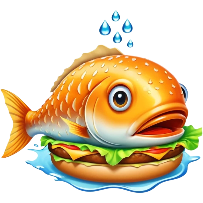 Fish eating a burger emoji