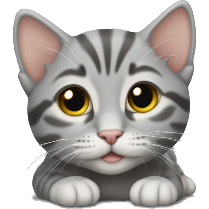 Gray tabby kitten laying  emoji