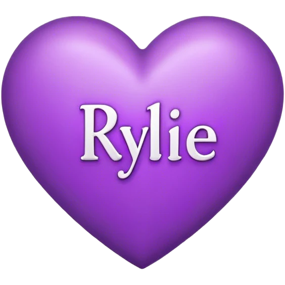 Purple heart with the letters Rylie in the middle  emoji