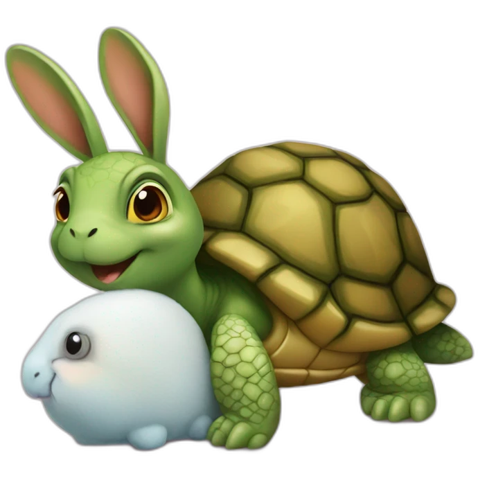 turtle holding a bunny emoji