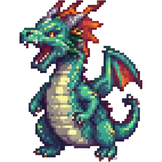 a dragon roaring, pixel art style emoji