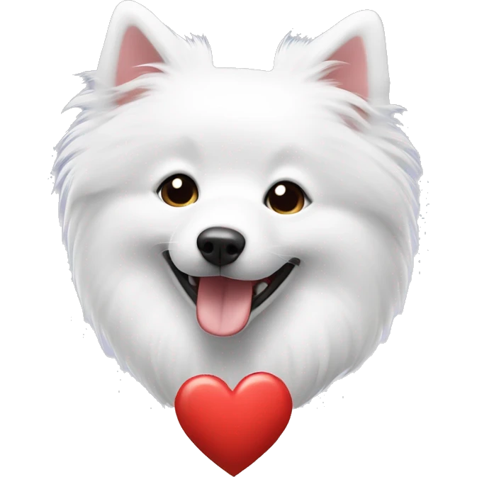 japanese spitz dog with heart emoji