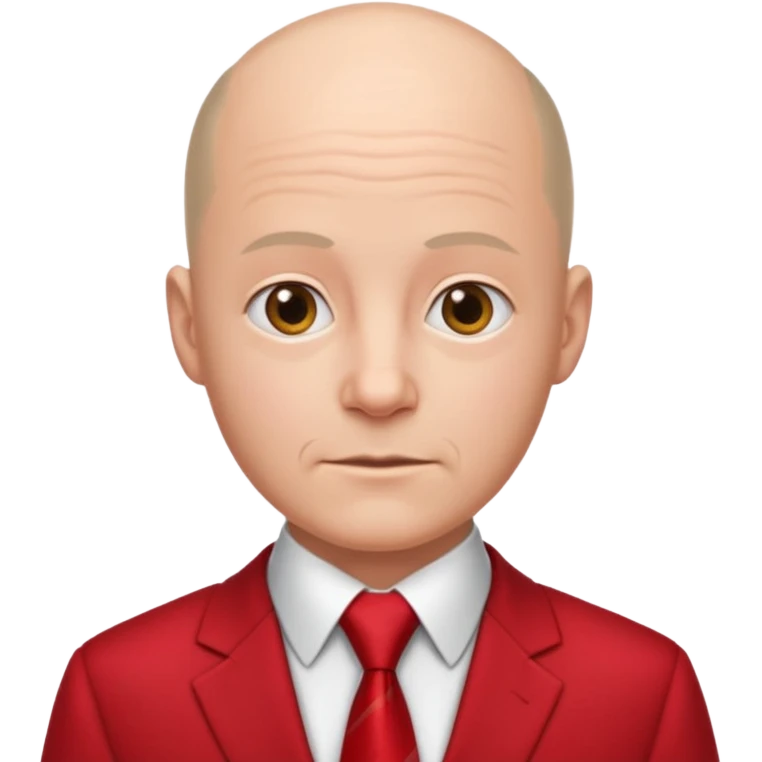 semi Bald with red necktie, red dress, age. emoji