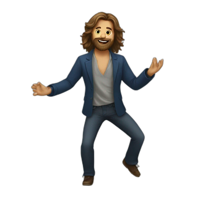 Man long hair and beard beard dancing emoji