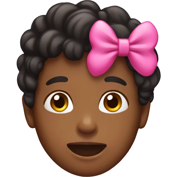 black boy with his tongue out with a pink bow on his hair  emoji