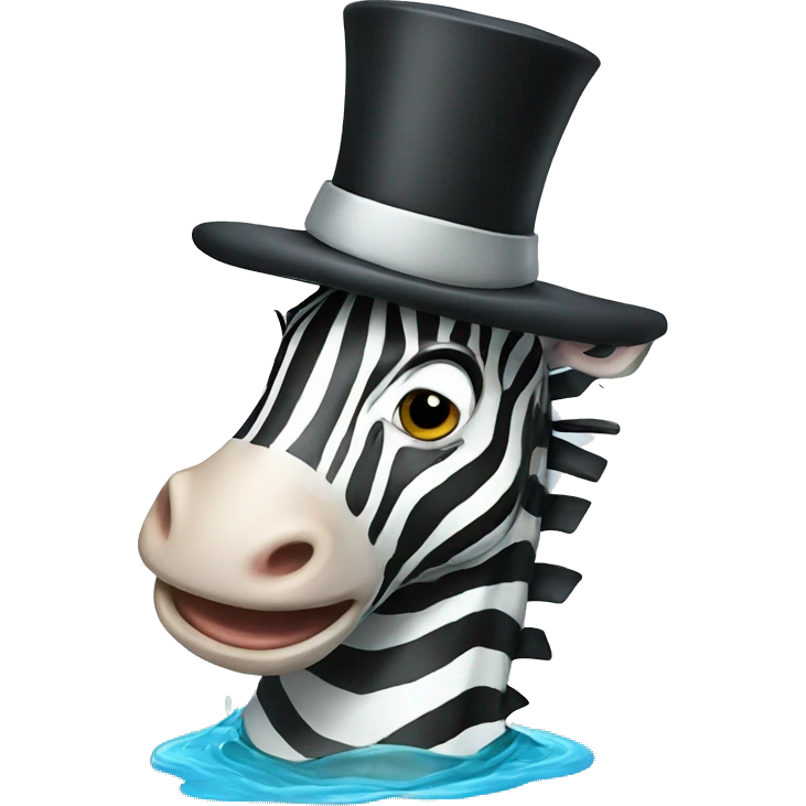 Zebra wearing a top hat fishing emoji