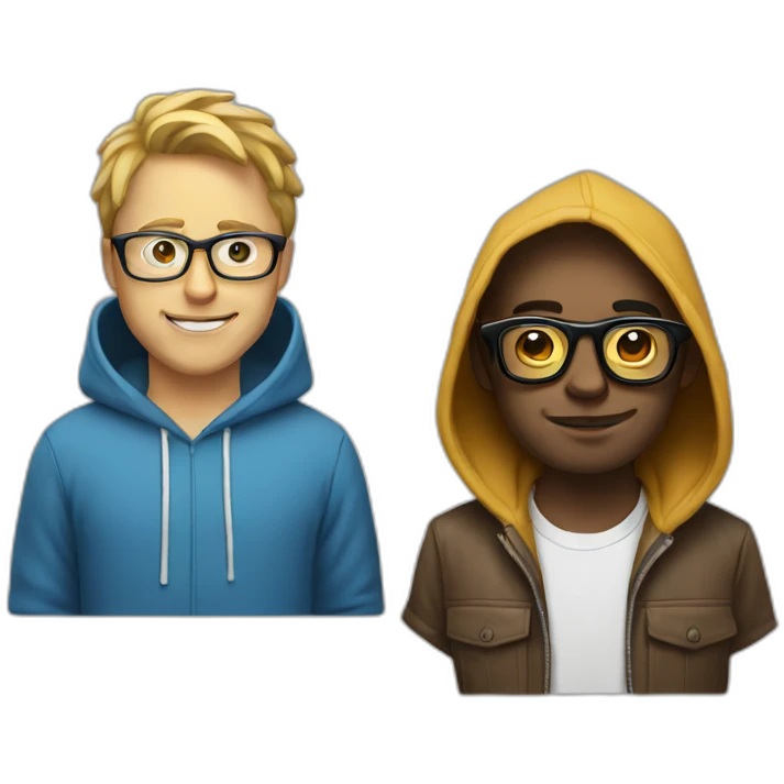 white dude with hoodie and glasses next to a nerd emoji emoji