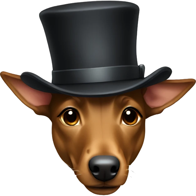 light brown kelpie with top hat emoji
