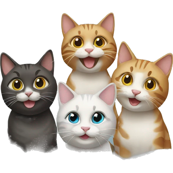 four cats celebrating emoji