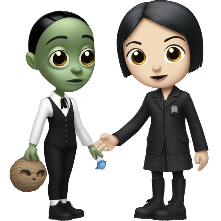 Wednesday Addams with stitch the alien  emoji