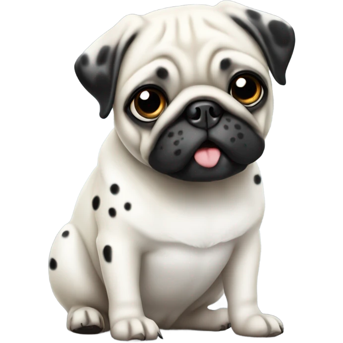 White pug with black spots sitting emoji