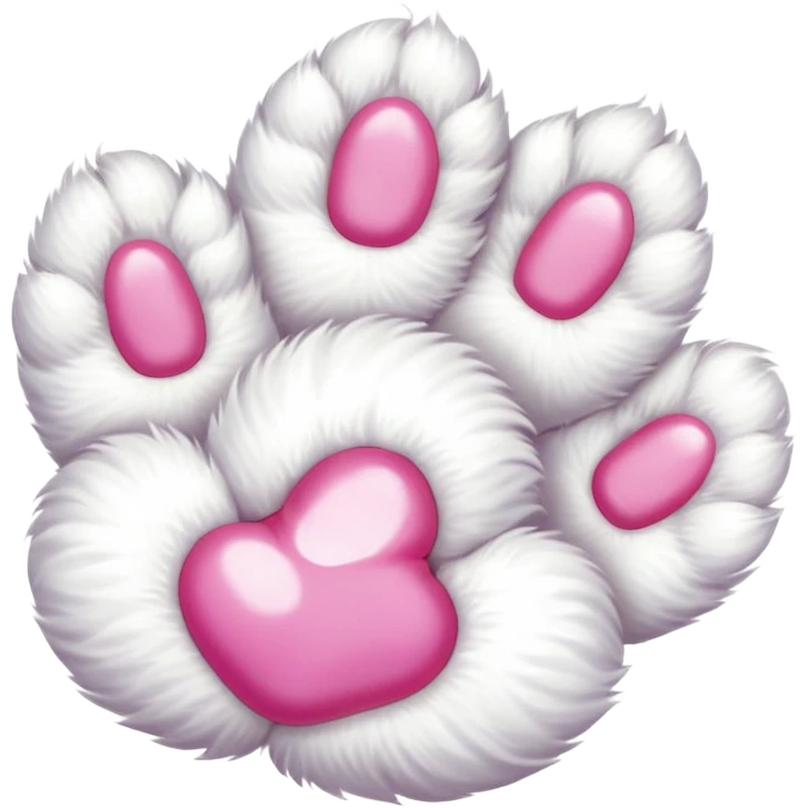 white cat paw with arm, from the bottom, vivid pink toe beans, cute emoji