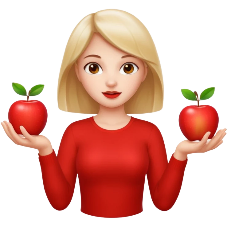 a Circus cute girl juggling two apple emoji