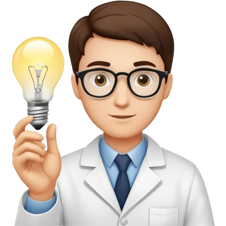 scientist holding a light bulb emoji