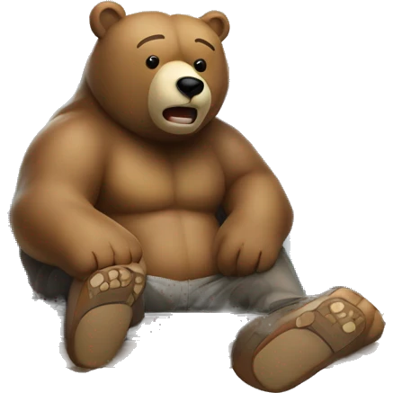 Bear drink beer working on Movement project in its chair front of laptop. Type Movement word in the glass emoji