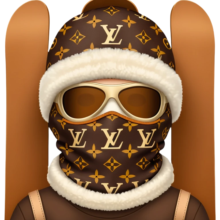 luxury Louis Vuitton ski mask with brown LV monogram pattern emoji