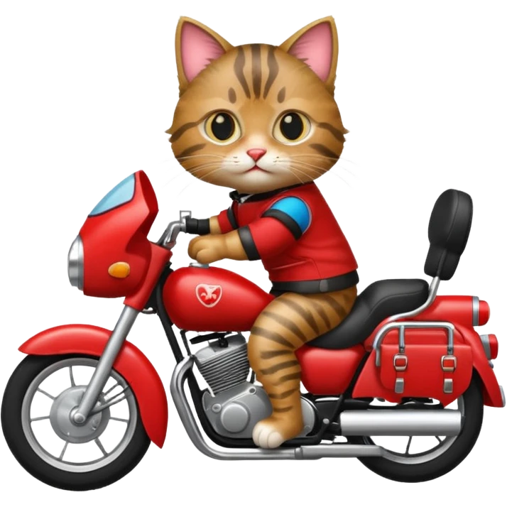 Cat on red and black motorcycle emoji