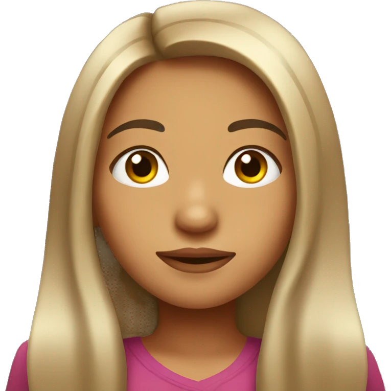 Mexican girl with round face and long hair, brown eyes emoji