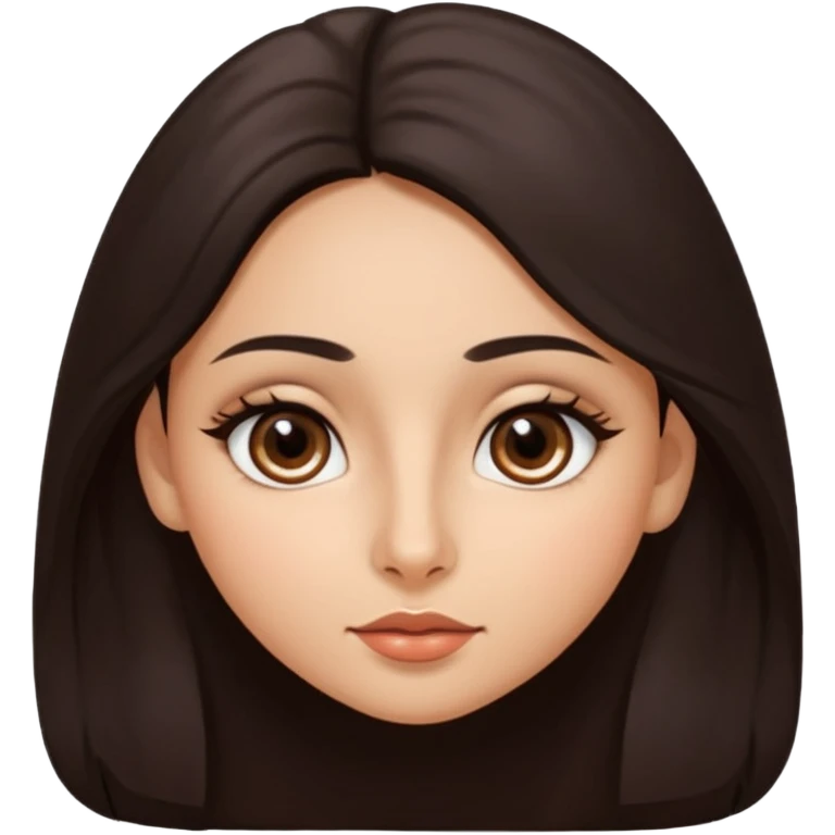 morena, olhos mais rasgados, cabelo liso e comprido, mais volumoso sinal em forma de circulo do lado direito da bochecha, nariz grande e bonito e boca menor emoji
