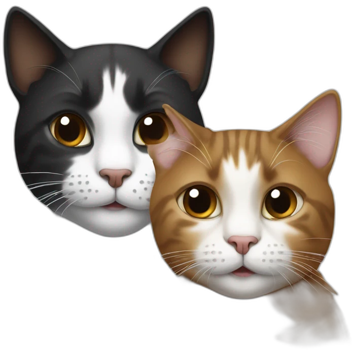two cats, one black and white, the other brown emoji